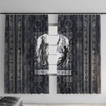 Khonsu Ancient Egyptian Window Curtain with Dark Celtic Knot Pattern, Baboon Guardian Symbol, and Moon Healer Motif - African Pride