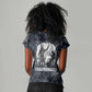 Khonsu Ancient Egyptian Women V-Neck T-Shirt with Dark Celtic Knot Pattern, Baboon Guardian Symbol, and Moon Healer Motif - African Pride
