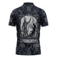 Khonsu Ancient Egyptian Zipper Polo Shirt with Dark Celtic Knot Pattern, Baboon Guardian Symbol, and Moon Healer Motif - African Pride
