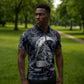 Khonsu Ancient Egyptian Zipper Polo Shirt with Dark Celtic Knot Pattern, Baboon Guardian Symbol, and Moon Healer Motif - African Pride