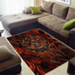 Maahes Area Rug Ancient Egyptian Fiery Red Flame - Roaring Lion Head - African Pride