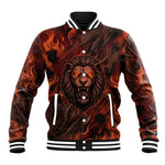 Maahes Baseball Jacket Ancient Egyptian Fiery Red Flame - Roaring Lion Head - African Pride