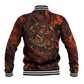 Maahes Baseball Jacket Ancient Egyptian Fiery Red Flame - Roaring Lion Head - African Pride
