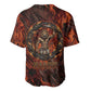 Maahes Baseball Jersey Ancient Egyptian Fiery Red Flame - Roaring Lion Head - African Pride