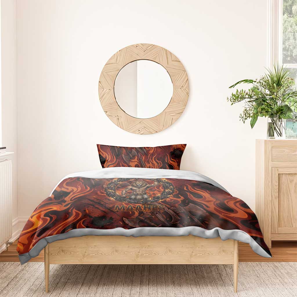 Maahes Bedding Set Ancient Egyptian Fiery Red Flame - Roaring Lion Head - African Pride