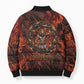 Maahes Bomber Puffer Jacket Ancient Egyptian Fiery Red Flame - Roaring Lion Head - African Pride