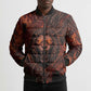 Maahes Bomber Puffer Jacket Ancient Egyptian Fiery Red Flame - Roaring Lion Head - African Pride