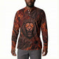 Maahes Button Sweatshirt Ancient Egyptian Fiery Red Flame - Roaring Lion Head
