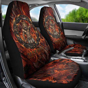 Maahes Car Seat Cover Ancient Egyptian Fiery Red Flame - Roaring Lion Head - African Pride
