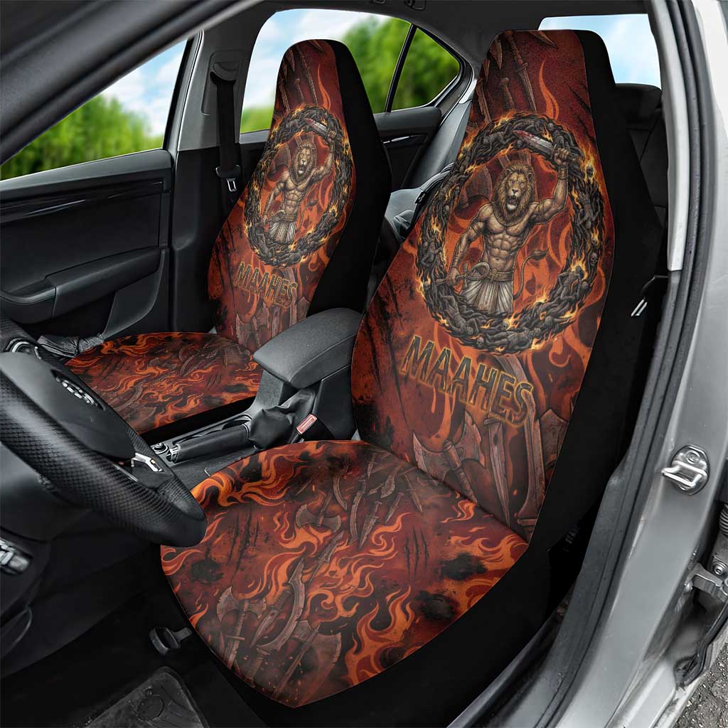 Maahes Car Seat Cover Ancient Egyptian Fiery Red Flame - Roaring Lion Head - African Pride