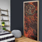 Maahes Door Cover Ancient Egyptian Fiery Red Flame - Roaring Lion Head - African Pride