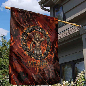 Maahes Garden Flag Ancient Egyptian Fiery Red Flame - Roaring Lion Head - African Pride