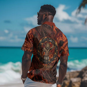 Maahes Hawaiian Shirt Ancient Egyptian Fiery Red Flame - Roaring Lion Head - African Pride