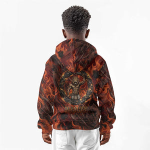 Maahes Kid Hoodie Ancient Egyptian Fiery Red Flame - Roaring Lion Head - African Pride