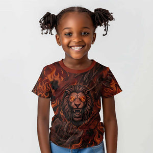 Maahes Kid T shirt Ancient Egyptian Fiery Red Flame - Roaring Lion Head - African Pride