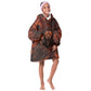 Maahes Kid Wearable Blanket Hoodie Ancient Egyptian Fiery Red Flame - Roaring Lion Head - African Pride
