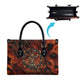 Maahes Leather Bag Ancient Egyptian Fiery Red Flame - Roaring Lion Head - African Pride