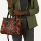 Maahes Leather Bag Ancient Egyptian Fiery Red Flame - Roaring Lion Head - African Pride