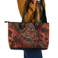 Maahes Leather Tote Bag Ancient Egyptian Fiery Red Flame - Roaring Lion Head - African Pride