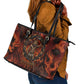 Maahes Leather Tote Bag Ancient Egyptian Fiery Red Flame - Roaring Lion Head - African Pride