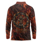 Maahes Long Sleeve Polo Shirt Ancient Egyptian Fiery Red Flame - Roaring Lion Head - African Pride