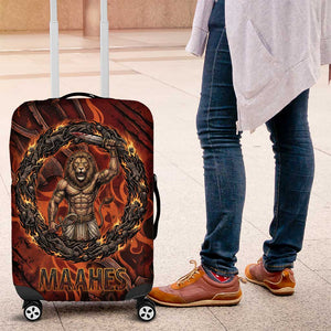 Maahes Luggage Cover Ancient Egyptian Fiery Red Flame - Roaring Lion Head - African Pride