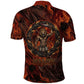 Maahes Polo Shirt Ancient Egyptian Fiery Red Flame - Roaring Lion Head - African Pride