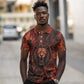Maahes Polo Shirt Ancient Egyptian Fiery Red Flame - Roaring Lion Head - African Pride