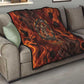 Maahes Quilt Ancient Egyptian Fiery Red Flame - Roaring Lion Head - African Pride