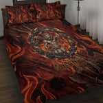 Maahes Quilt Bed Set Ancient Egyptian Fiery Red Flame - Roaring Lion Head - African Pride