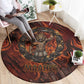 Maahes Round Carpet Ancient Egyptian Fiery Red Flame - Roaring Lion Head - African Pride