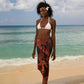 Maahes Sarong Ancient Egyptian Fiery Red Flame - Roaring Lion Head - African Pride