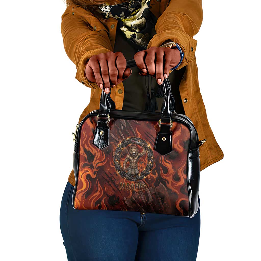 Maahes Shoulder Handbag Ancient Egyptian Fiery Red Flame - Roaring Lion Head - African Pride