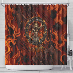 Maahes Shower Curtain Ancient Egyptian Fiery Red Flame - Roaring Lion Head - African Pride