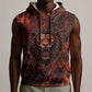 Maahes Sleeveless Hoodie Ancient Egyptian Fiery Red Flame - Roaring Lion Head - African Pride