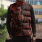 Maahes Sleeveless Puffer Jacket Ancient Egyptian Fiery Red Flame - Roaring Lion Head - African Pride