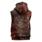 Maahes Sleeveless Zip Hoodie Ancient Egyptian Fiery Red Flame - Roaring Lion Head - African Pride