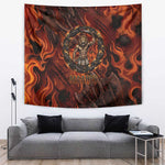 Maahes Tapestry Ancient Egyptian Fiery Red Flame - Roaring Lion Head - African Pride