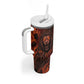 Maahes Tumbler With Handle Ancient Egyptian Fiery Red Flame - Roaring Lion Head - African Pride