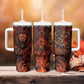 Maahes Tumbler With Handle Ancient Egyptian Fiery Red Flame - Roaring Lion Head - African Pride