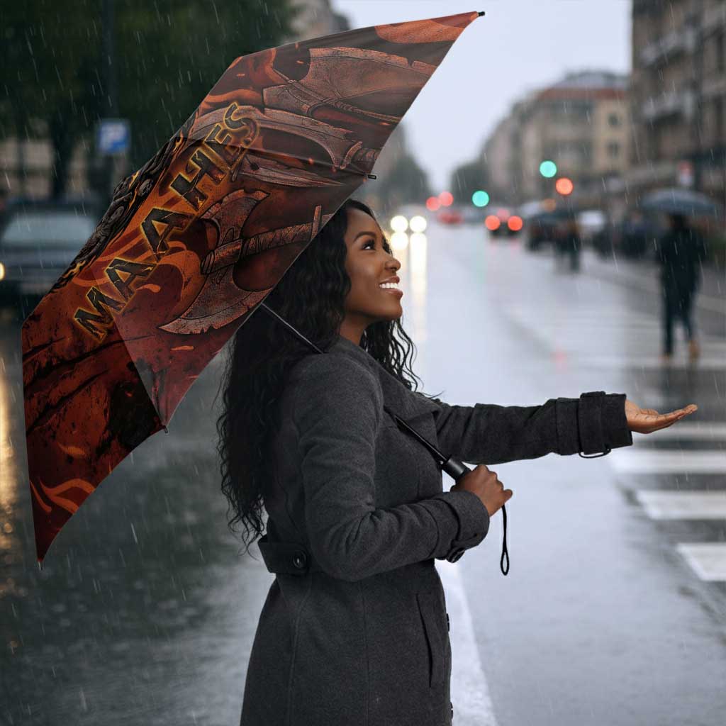 Maahes Umbrella Ancient Egyptian Fiery Red Flame - Roaring Lion Head - African Pride