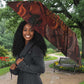 Maahes Umbrella Ancient Egyptian Fiery Red Flame - Roaring Lion Head - African Pride