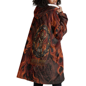 Maahes Wearable Blanket Hoodie Ancient Egyptian Fiery Red Flame - Roaring Lion Head - African Pride