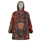 Maahes Wearable Blanket Hoodie Ancient Egyptian Fiery Red Flame - Roaring Lion Head - African Pride