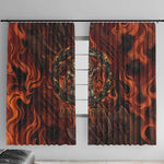 Maahes Window Curtain Ancient Egyptian Fiery Red Flame - Roaring Lion Head - African Pride