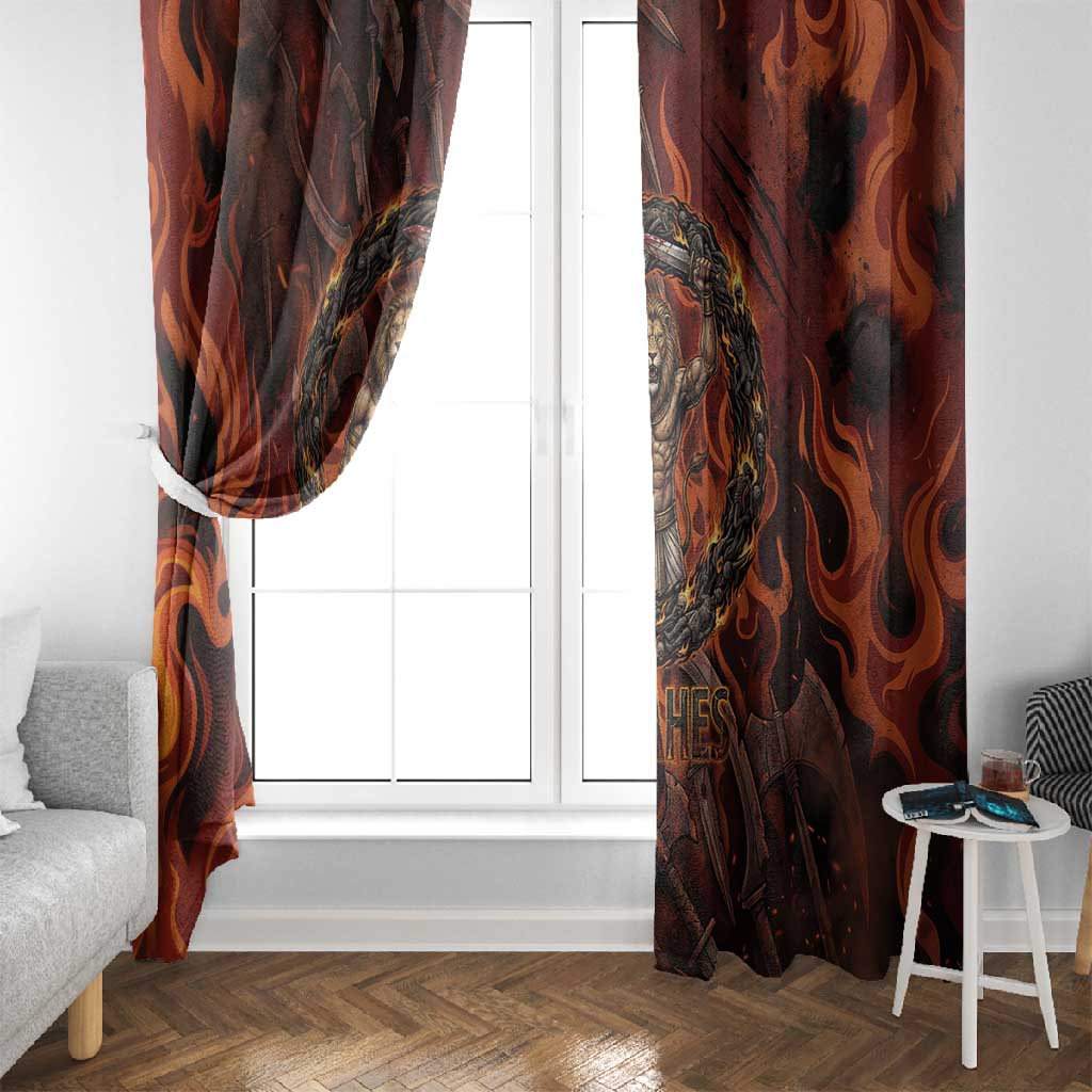 Maahes Window Curtain Ancient Egyptian Fiery Red Flame - Roaring Lion Head - African Pride