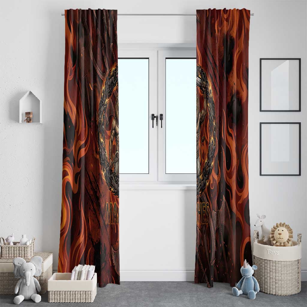 Maahes Window Curtain Ancient Egyptian Fiery Red Flame - Roaring Lion Head - African Pride