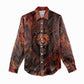 Maahes Women Casual Shirt Ancient Egyptian Fiery Red Flame - Roaring Lion Head - African Pride
