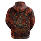 Maahes Zip Hoodie Ancient Egyptian Fiery Red Flame - Roaring Lion Head - African Pride