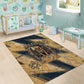 Maahes Ancient Egyptian Area Rug Geometric Pattern Winged Lion Deity, and Sacred Lotus Motif - African Pride